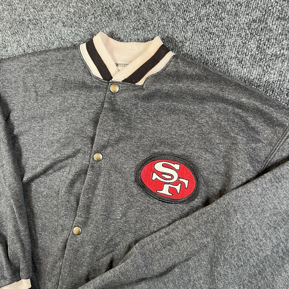 Vintage 90s San Francisco 49ers Team Rated Snap Jacket XL Gray Red‎ Logo Bomber